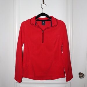 Lands’ End Red Fleece Pullover | Warm Outdoor Quarter-Zip